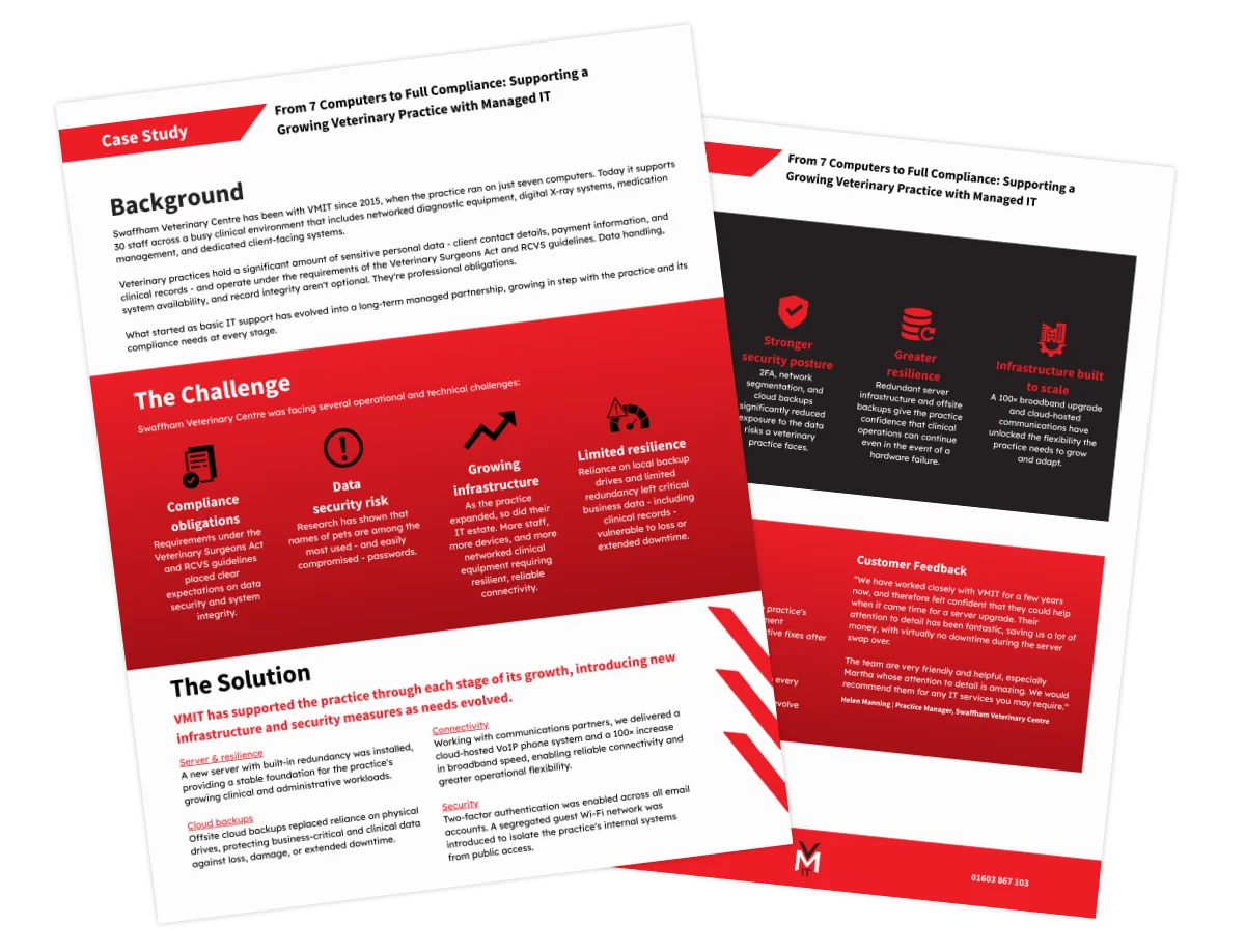Swaffham Veterinary Centre Case Study Spread